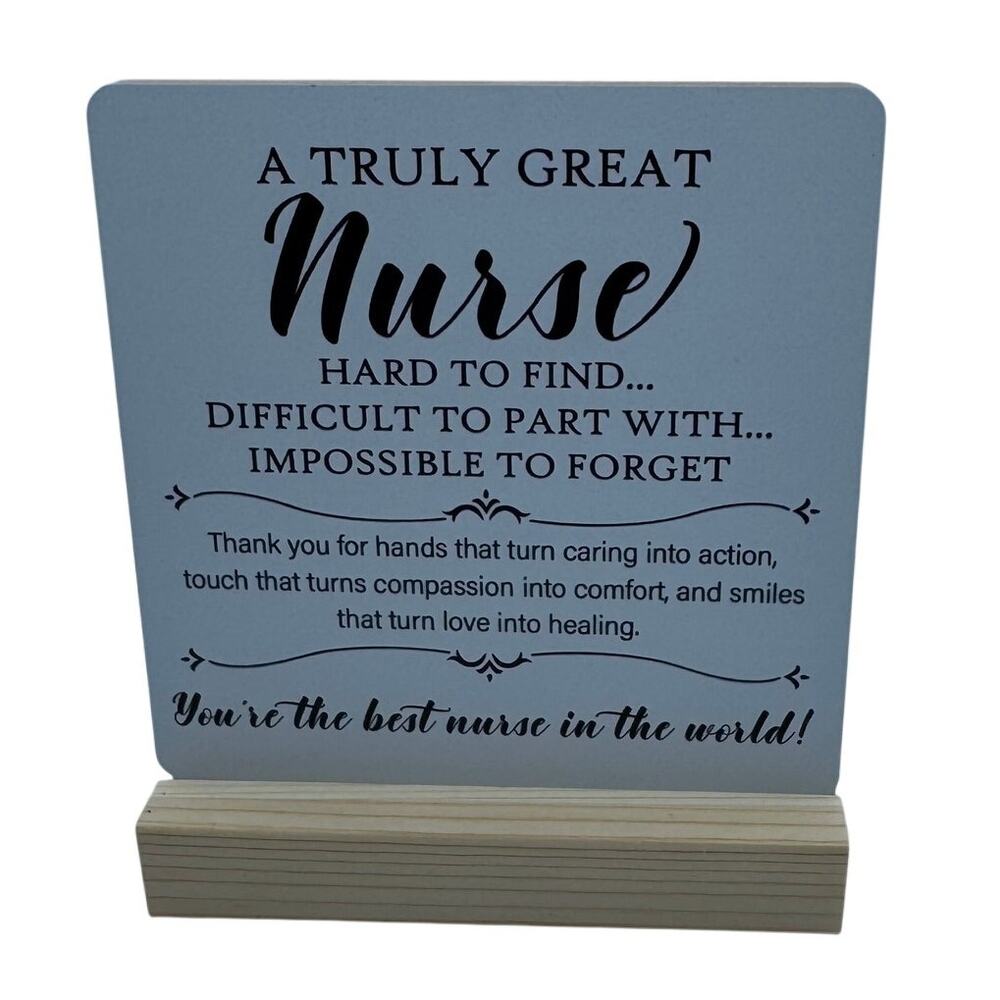 NWT Thank You Plaque with Wooden Stand Nurses Women Men Office Desk Sign Decor